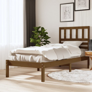 Estructura de cama madera maciza pino marrón miel 75x190 cm D