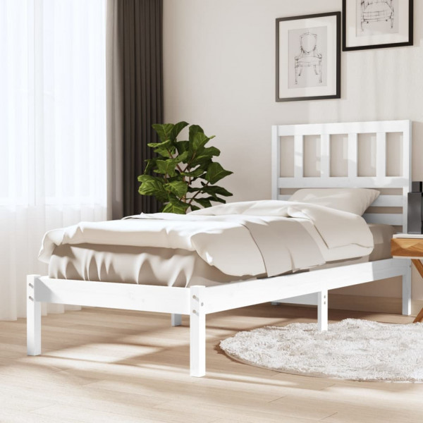 Estrutura de cama madeira maciça de pinho branco 75x190 cm D