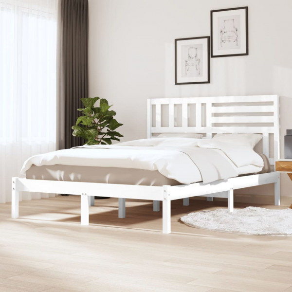 Estrutura da cama madeira maciça de pinho branco 120x190 cm D