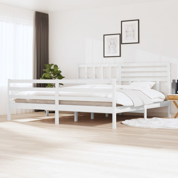 Estrutura de cama madeira maciça branca 200x200 cm D