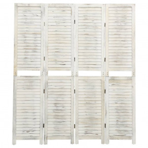 Biombo de 4 paneles madera blanco envejecido 140x165 cm D