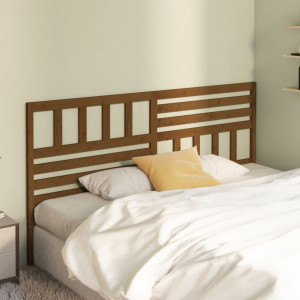 Cabecero de cama madera maciza de pino marrón miel 206x4x100 cm D