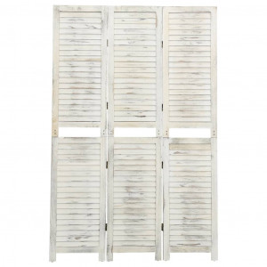 Biombo de 3 paneles madera blanco envejecido 105x165 cm D