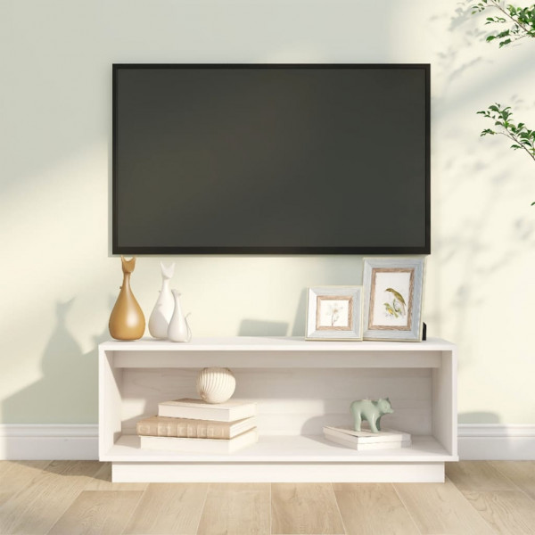 Móvel TV em madeira maciça de pinho branco 90x35x35 cm D