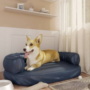 Cama para cão em espuma de couro sintético azul escuro 88x65 cm D