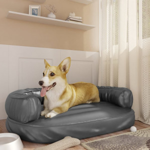 Cama para perros de espuma cuero sintético gris 88x65 cm D