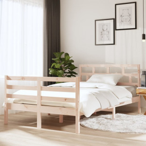 Estructura de cama madera maciza 4FT pequeña doble 120x190 cm D