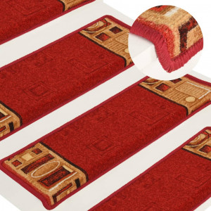 Alfombrillas de escalera autoadhesivas 5 uds rojo 65x21x4 cm D