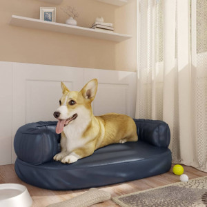 Cama para perros de espuma cuero sintético azul oscuro 60x42 cm D