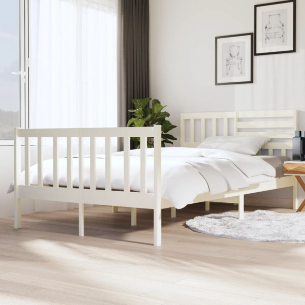 Estrutura de cama em madeira maciça branca 120x200 cm D