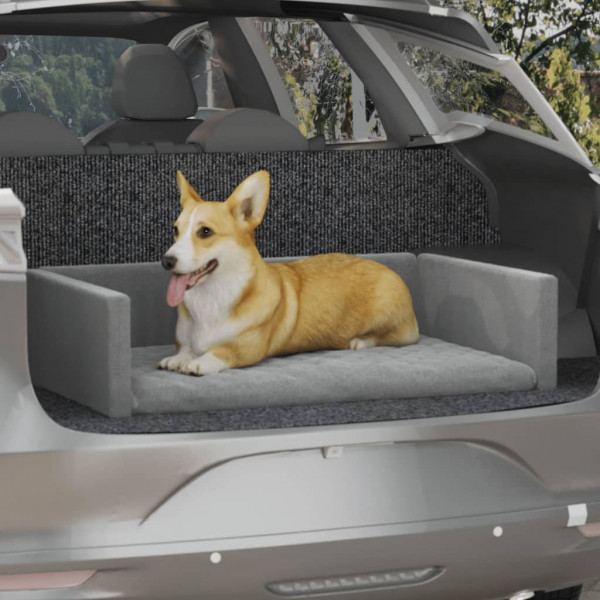 Cama de maletero coche para perros aspecto lino gris 110x70 cm D