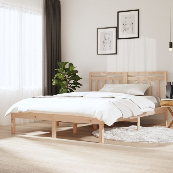 Estructura de cama doble de madera maciza 135x190 cm D