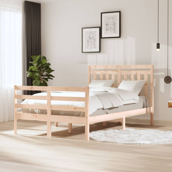 Estrutura de cama de madeira maciça 4FT pequena dupla 120x190 cm D