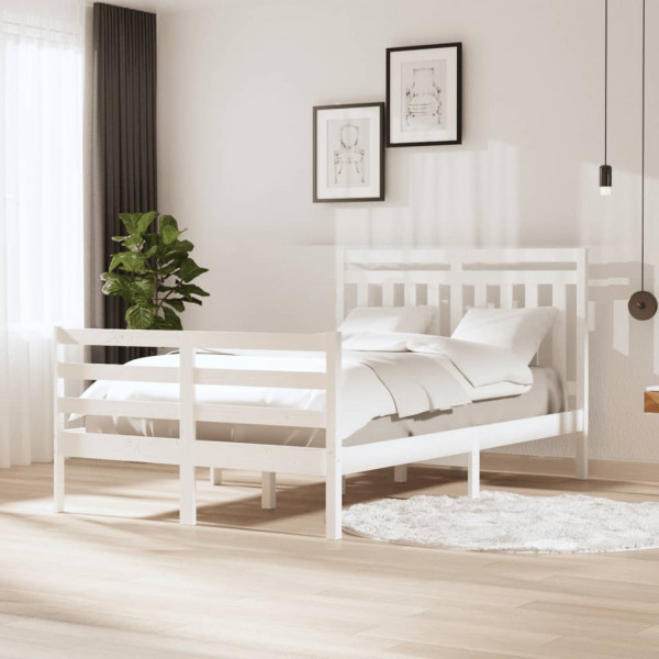 Estrutura de cama em madeira maciça branca 120x200 cm D