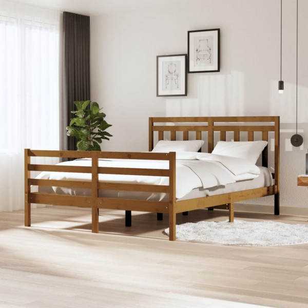 Estrutura da cama madeira maciça marrom mel 5FT king 150x200cm D