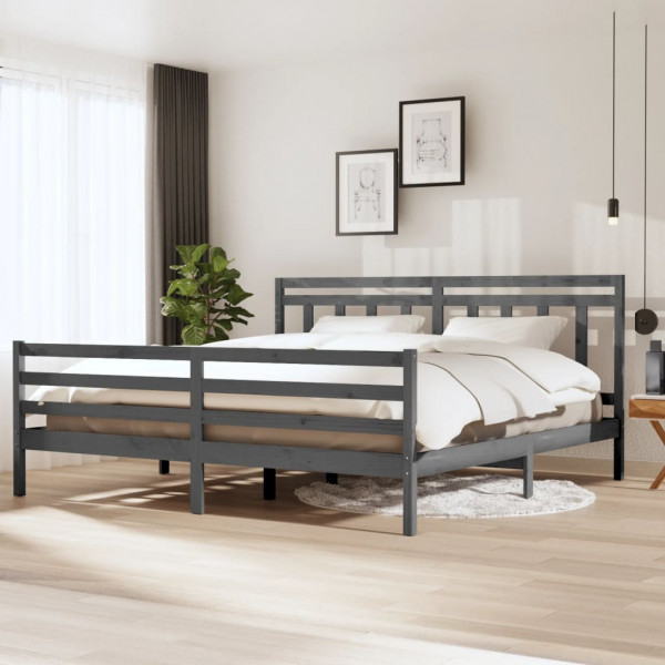 Estructura de cama de madera maciza gris 200x200 cm D