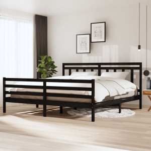 Estructura de cama de madera maciza negra 200x200 cm D