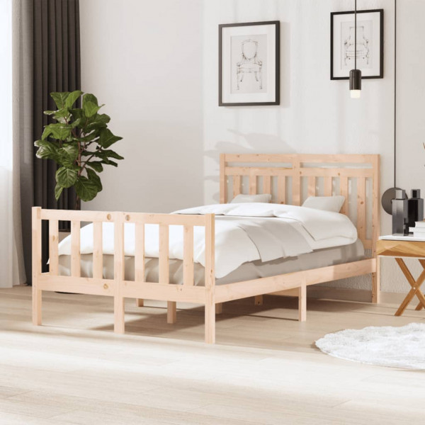 Estrutura de cama de madeira maciça 4FT pequena dupla 120x190 cm D