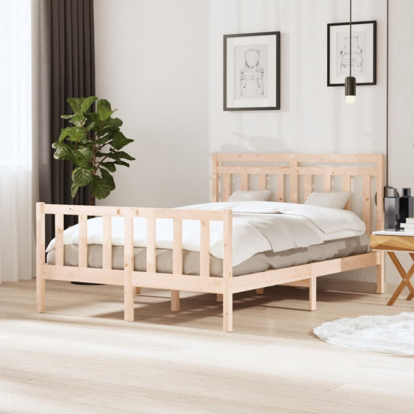 Estructura de cama madera maciza 140x190 cm D