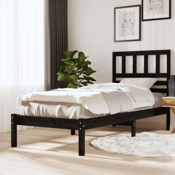 Estructura de cama madera maciza blanca individual 90x190 cm D