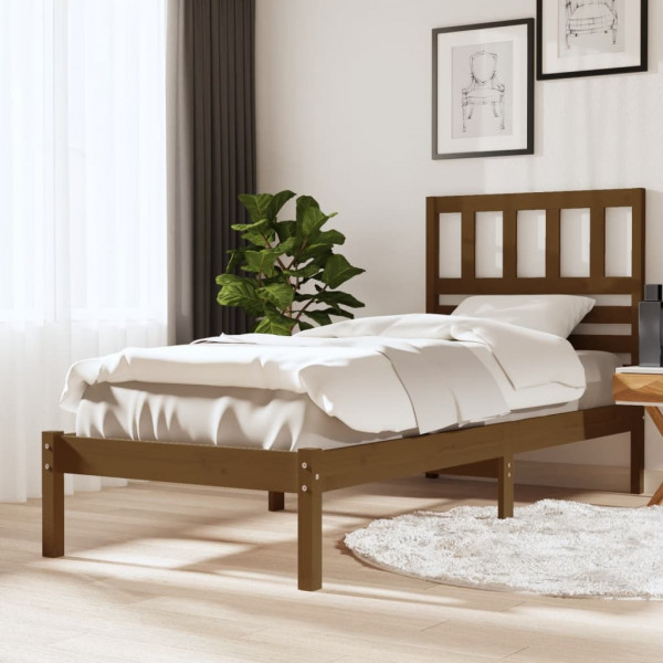 Estructura de cama madera maciza pino marrón miel 100x200 cm D