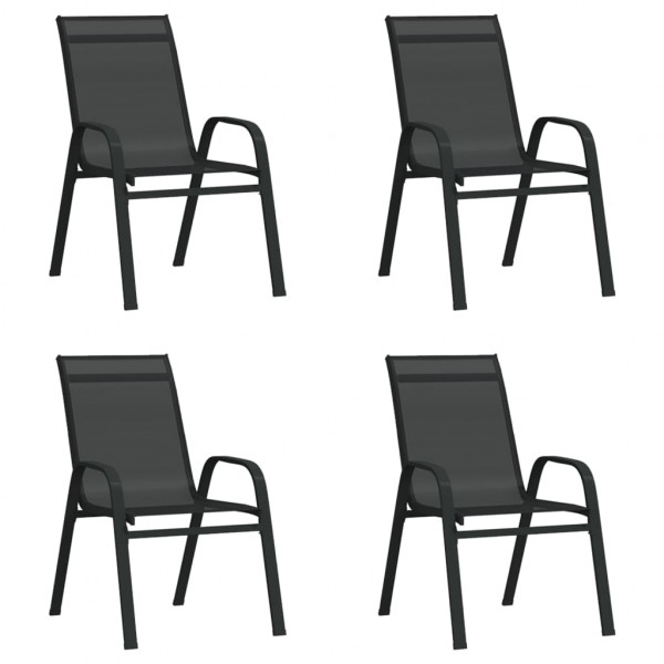 Cadeiras de jardim empilháveis 4 unidades em têxtil preto D