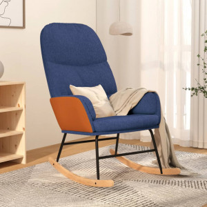 Silla mecedora de tela azul D