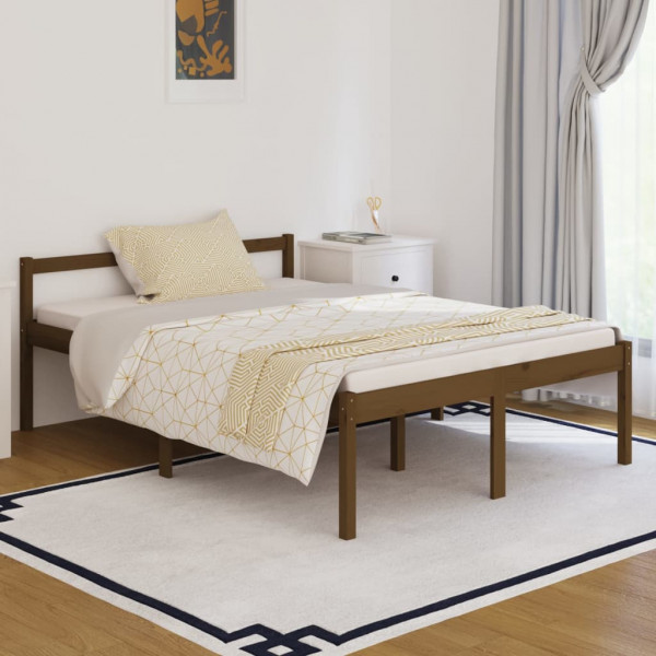 Cama para idosos madeira maciça pinheiro marrom 140x190 cm D