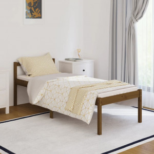 Estructura de cama madera maciza pino marrón miel 90x200 cm D