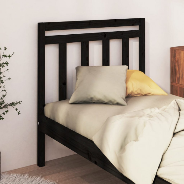 Cabeça de cama madeira maciça de pinho preto 81x4x100 cm D