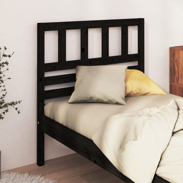 Cabeça de cama madeira maciça de pinho preto 96x4x100 cm D