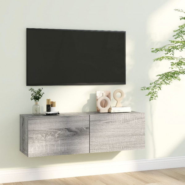 Mobiliário para TV madeira contraplacada cinza Sonoma 100x30x30 cm D