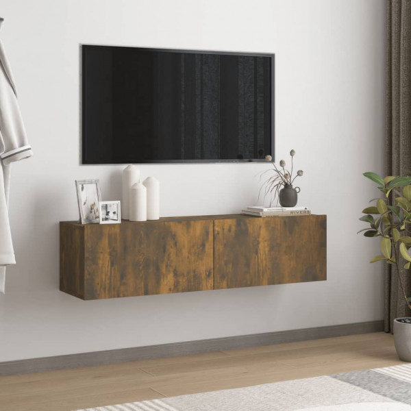 Mueble de pared TV contrachapado roble ahumado 120x30x30 cm D