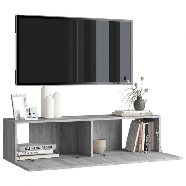 Mueble pared TV madera contrachapada gris Sonoma 120x30x30 cm D