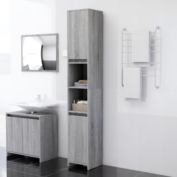 Armário de banheiro em compensado cinza Sonoma 30x30x183,5 cm D