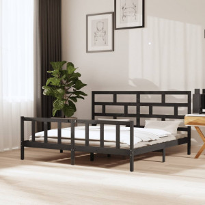 Estructura de cama madera maciza de pino gris 180x200 cm D