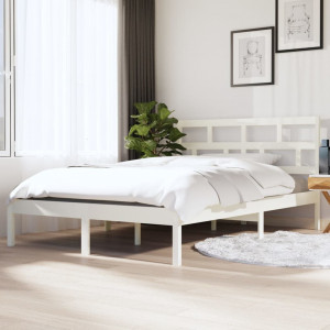 Estructura de cama madera maciza blanco 135x190 cm D