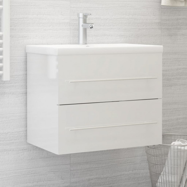 Mueble con lavabo de aglomerado blanco brillante D