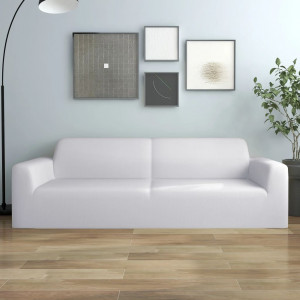 Funda elástica para sofá de 3 lugares poliéster jersey branco D