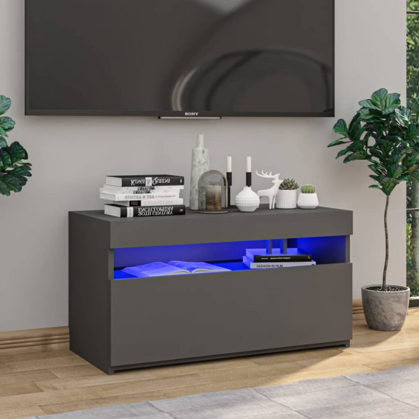 Mueble de TV con luces LED gris 75x35x40 cm D