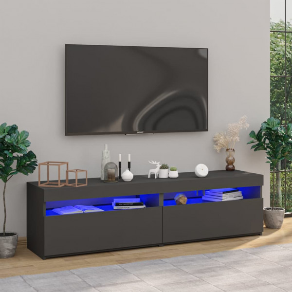 Muebles de TV con luces LED 2 unidades gris 75x35x40 cm D