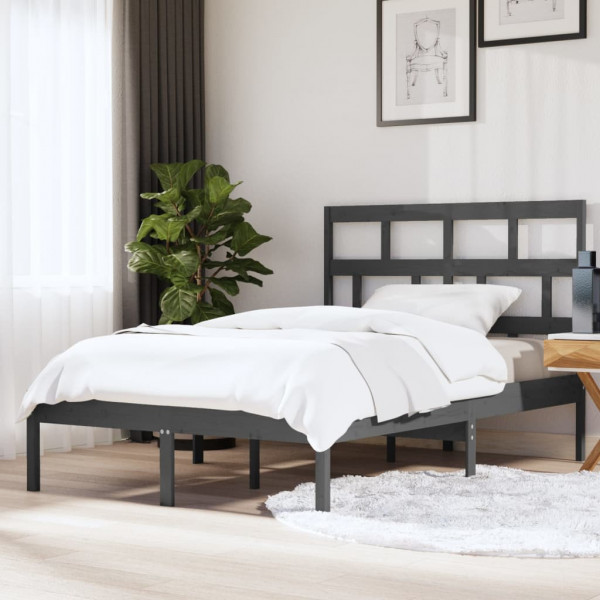 Estructura de cama madera maciza gris king size 150x200cm D