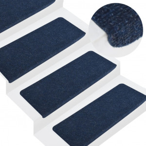 Carpete de escada auto -adesiva 15 unidades azul 65x24.5x3.5 cm D
