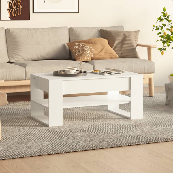 Mesa de centro de madeira de contraplacado branco 102x55x42 cm D