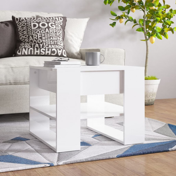 Mesa de centro madera contrachapada blanco brillo 55.5x55x45 cm D