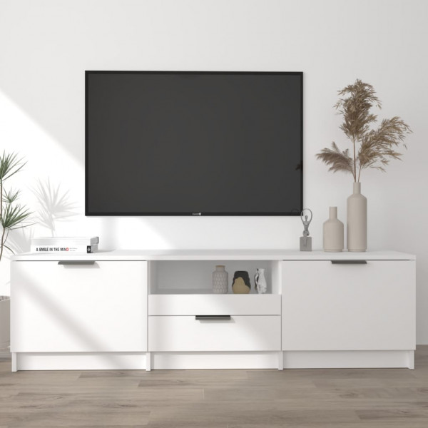Mueble para TV madera contrachapada blanco 140x35x40 cm D