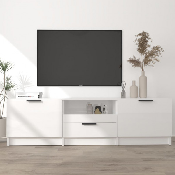Móvel TV em contraplacado branco brilhante 140x35x40 cm D