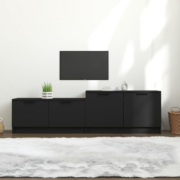 Mueble de TV madera contrachapada negro 158.5x36x45 cm D