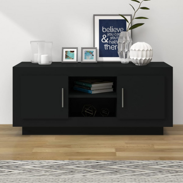 Mueble de TV madera contrachapada negro 102x35x45 cm D