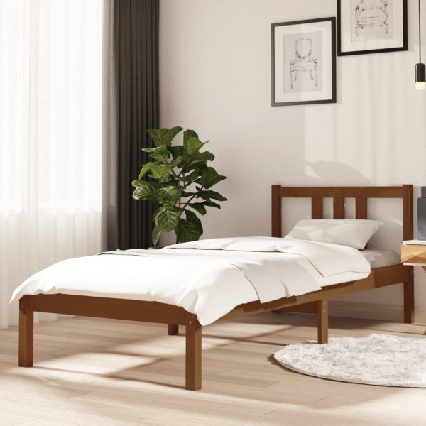 Estructura de cama madera maciza marrón miel 75x190 cm D